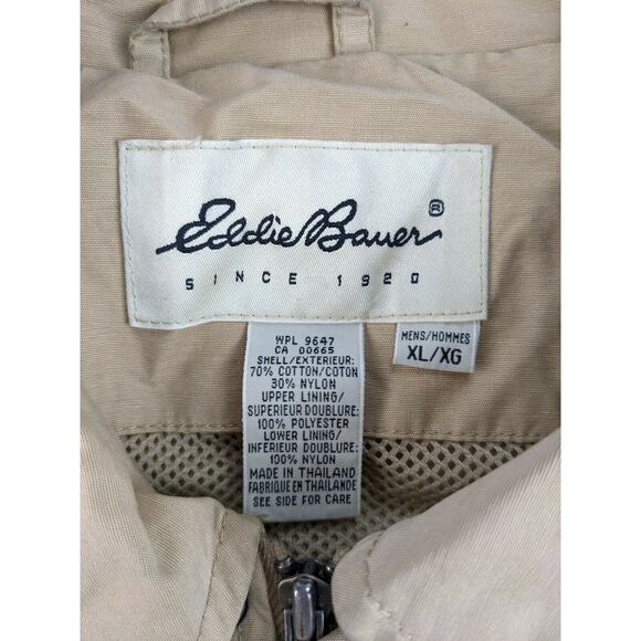 Mens Eddie Bauer Full Zip Long Sleeve Outdoor Jacket Size XL Tan Pockets - Picture 5 of 8
